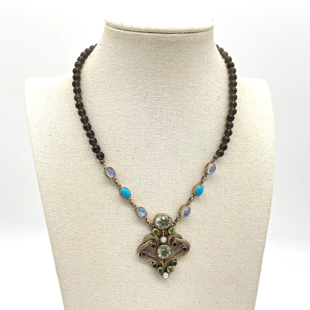 Nicky Butler Bronze Collection Smoky Quartz Moonstone Turquoise Necklace